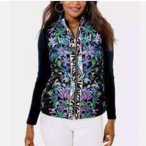 Lilly Pulitzer Deanne Reversible Vest Paradise Glow Black Sz XL EUC Floral